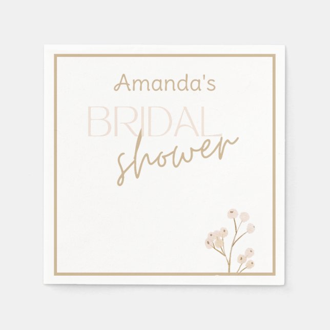 Simple Modern Script Bridal Shower  Napkin (Front)