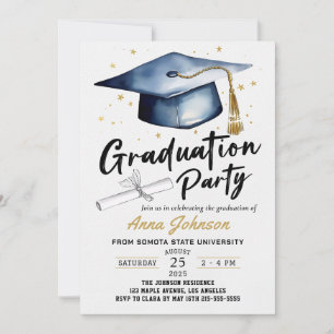 Simple Modern Script Calligraphy Graduation Party Invitation