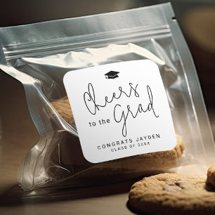 Simple Modern Script Cheers Graduate  Square Sticker