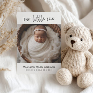 Simple Modern Script Copy Photo Birth Announcement