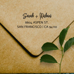 Simple Modern Script Couples Names Return Address  Self-inking Stamp