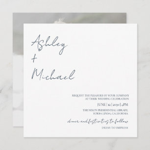 Simple Modern Script Dress Code Photo Wedding Invi Invitation