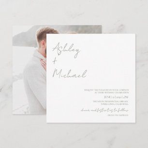 Simple Modern Script Dress Code Photo Wedding Invitation