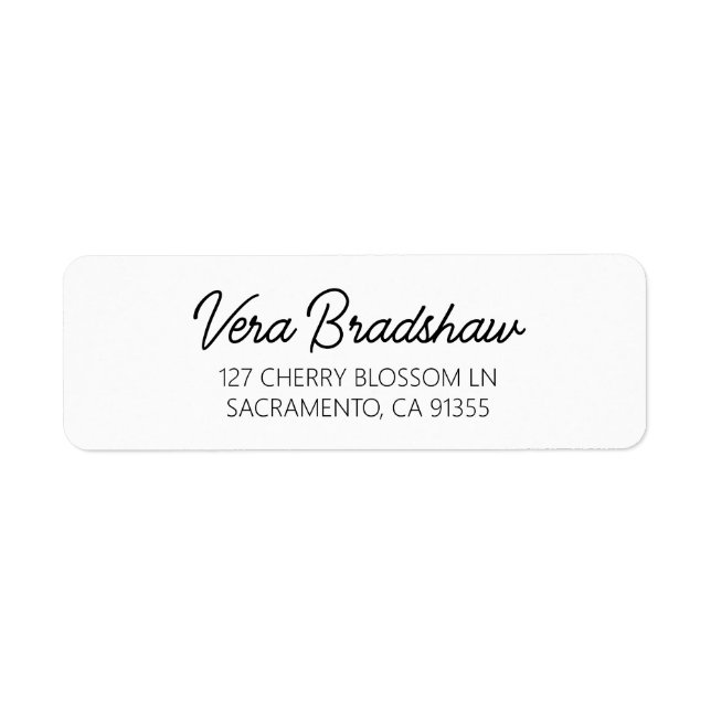Simple Modern Script Elegant Return Address (Front)