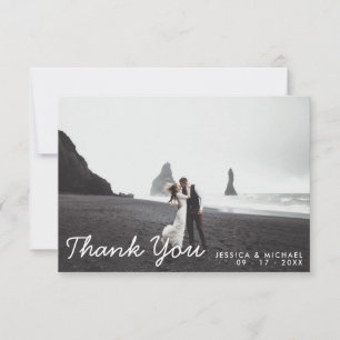 Simple Modern Script Elegant Wedding Thank You Card