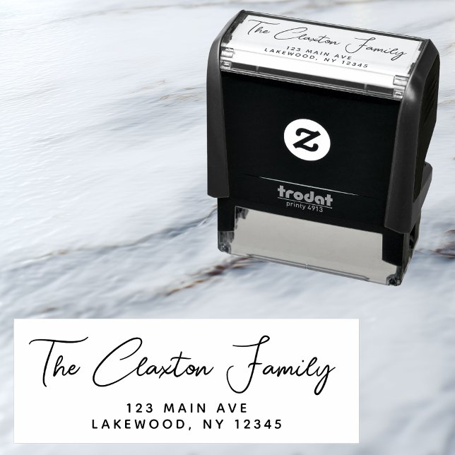 Simple Modern Script Family Return Address Self-inking Stamp (Creator Uploaded)