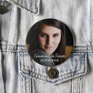 Simple Modern Script Full Photo Memorial 3 Cm Round Badge