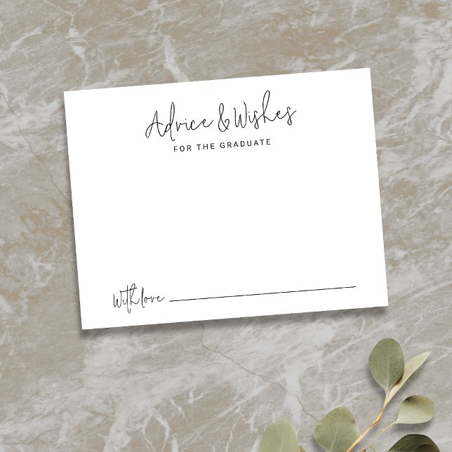 Simple Modern Script Graduate advice & wishes Card (Simple Modern Script Graduate advice & wishes Note Card)
