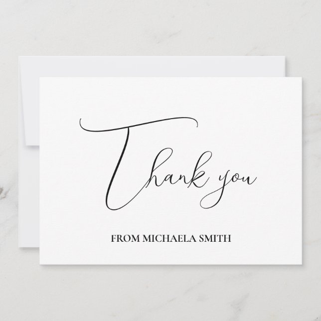 Simple Modern Script Graduation Message Thank You Card (Front)