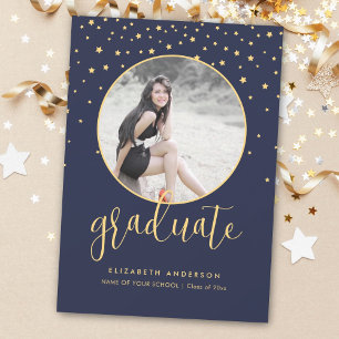 Simple Modern Script Graduation Photo Announcement
