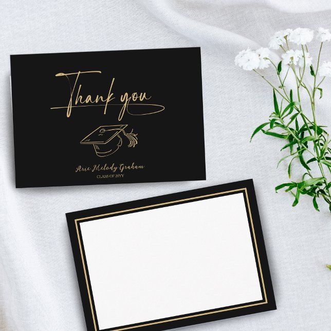 Simple Modern Script Graduation Thank You Card (Creator Uploaded)