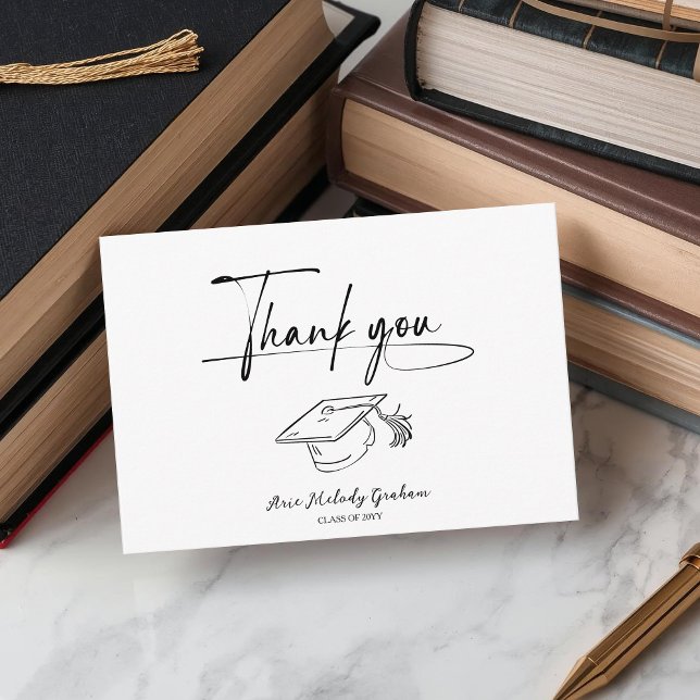 Simple Modern Script Graduation Thank You Card (Creator Uploaded)