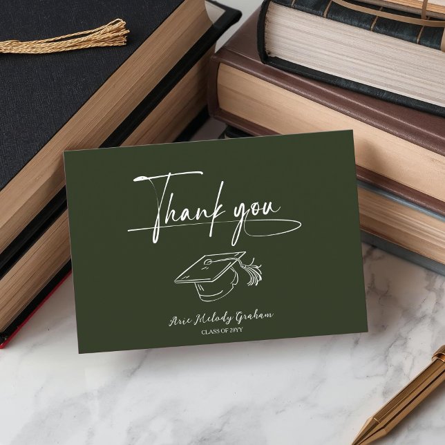 Simple Modern Script Graduation Thank You Card (Creator Uploaded)