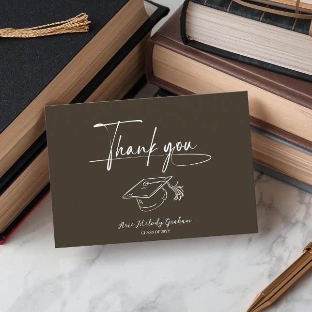 Simple Modern Script Graduation Thank You Card (Creator Uploaded)