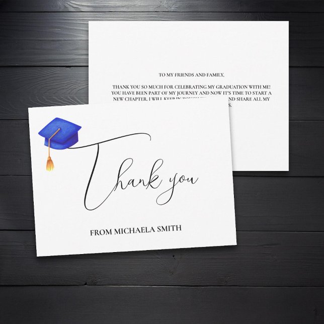 Simple Modern Script Graduation Thank You Card (Creator Uploaded)