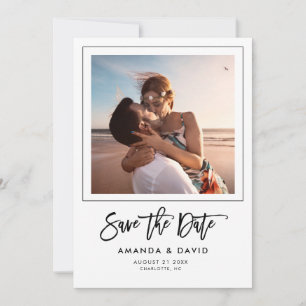 Simple Modern Script Hand lettered Photo Save The Date