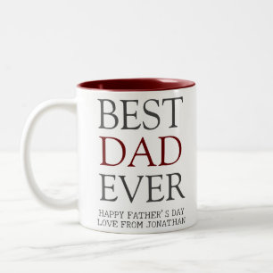 Simple Modern Script Happy Fathers Day family Two-Tone Coffee Mug