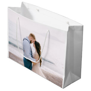 Simple Modern Script Heart Wedding Thank You Large Gift Bag