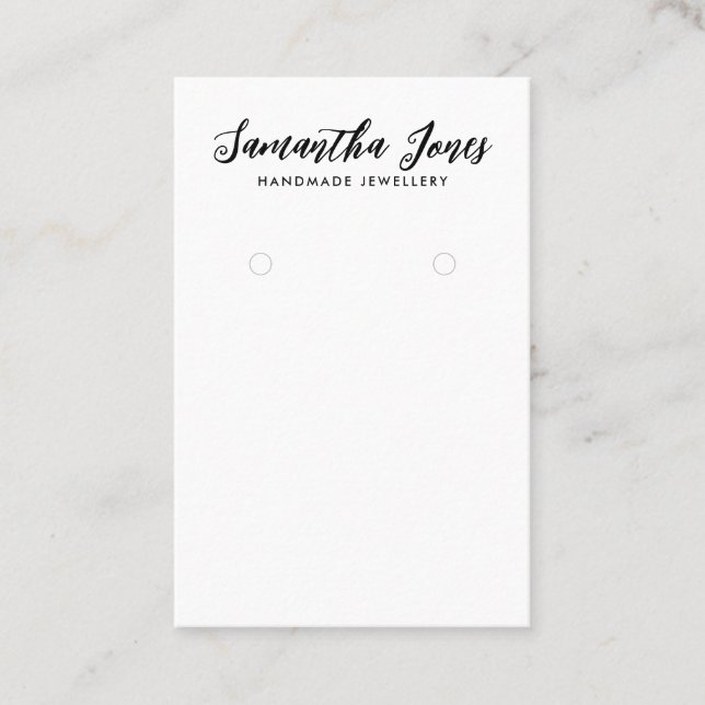 Simple Modern Script jewellery Earrings Display  Business Card (Front)