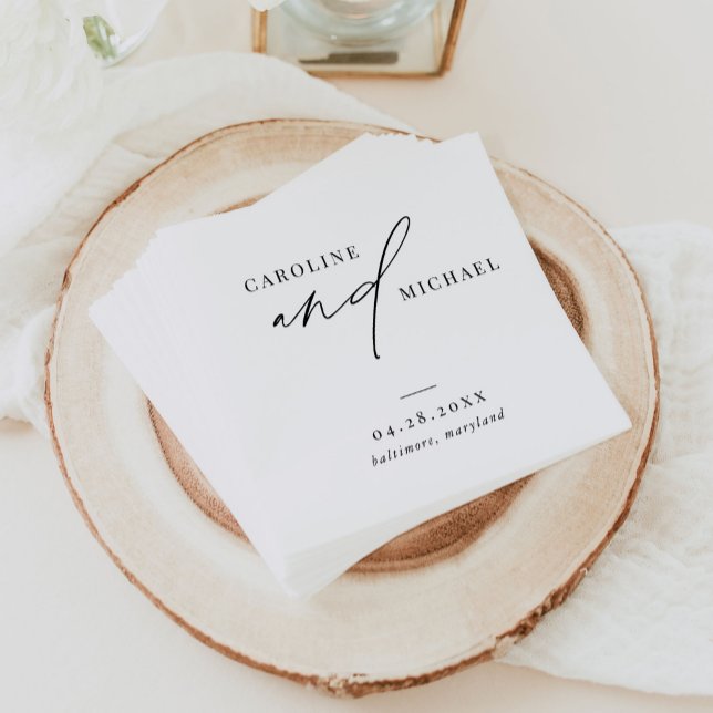 Simple Modern Script Names Wedding Napkin (Creator Uploaded)