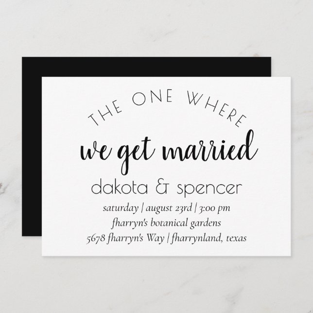 Simple Modern Script | One Where We Get Married Invitation (Front/Back)
