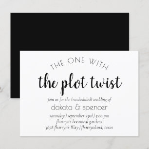 Simple Modern Script One with Wedding Plot Twist Invitation