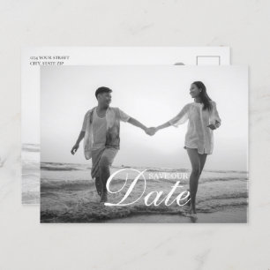 Simple Modern Script Overlay Photo Announcement Postcard