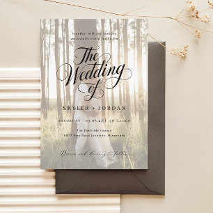 Simple Modern Script Overlay Photo Wedding Invitation