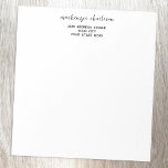 Simple Modern Script Personalised Address Notepad<br><div class="desc">Add your own name and address to this simple,  minimalist design. The lower case name in a modern script font adds a unique touch,  and contrasts with the clean sans serif address.</div>