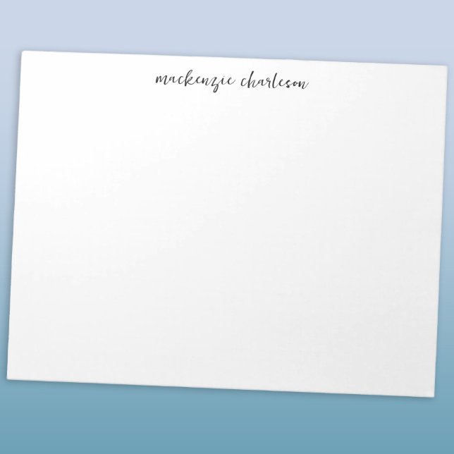 Simple Modern Script Personalised Name Notepad (Simple script monogram name persononalized custom notepad stationery)