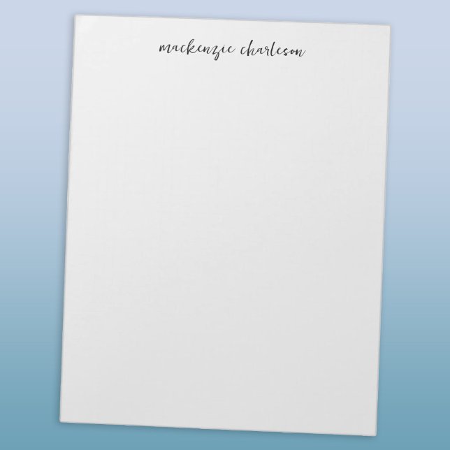 Simple Modern Script Personalised Name Notepad (Simple script monogram name persononalized custom notepad stationery)