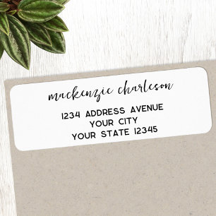 Simple Modern Script Personalised Return Address