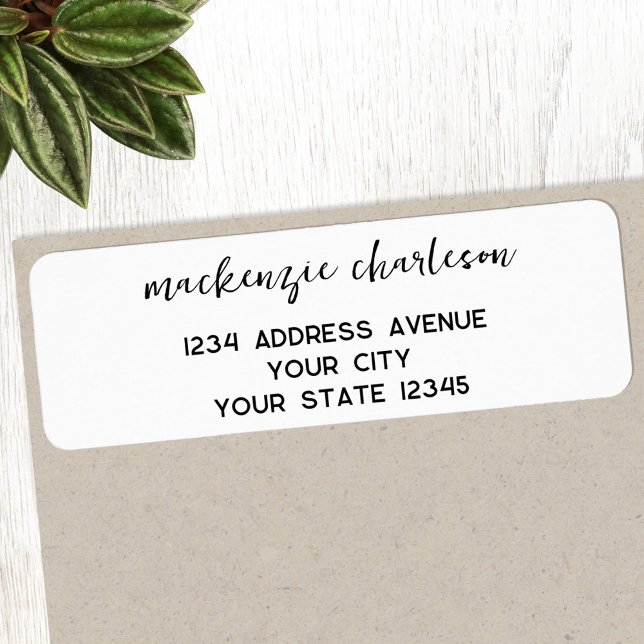 Simple Modern Script Personalised Return Address (Simple modern minimalist script personalized return address label sticker)