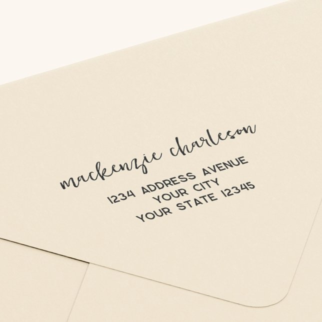 Simple Modern Script Personalised Return Address Rubber Stamp (Simple modern minimalist script personalized rubber stamp return address)