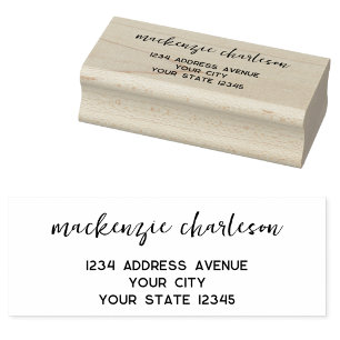 Simple Modern Script Personalised Return Address Rubber Stamp