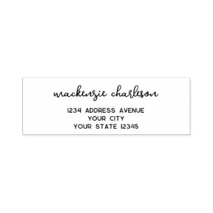 Simple Modern Script Personalised Return Address Self-inking Stamp
