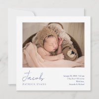 Simple Modern Script Photo Boy or Girl Birth