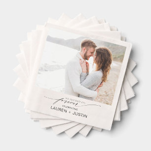 Simple Modern Script Photo Engagement Party  Napkin