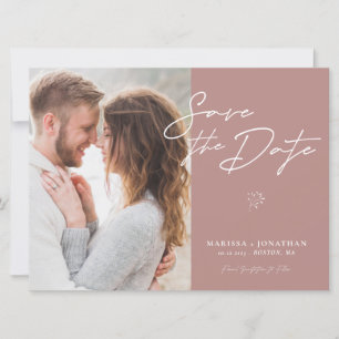 Simple Modern Script Photo Save The Date 