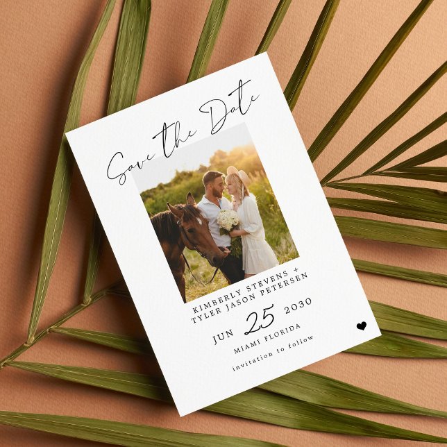 Simple modern script photo wedding save the date (Creator Uploaded)