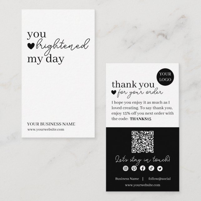 Simple Modern Script QR Code, Thank You Candle Business Card (Front/Back)