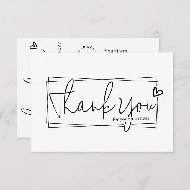 Simple Modern Script QR Code, Thank You  Enclosure Card (Front/Back)