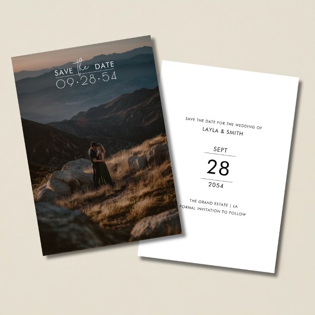 Simple Modern Script Romantic Rustic Photo Wedding Save The Date (Creator Uploaded)