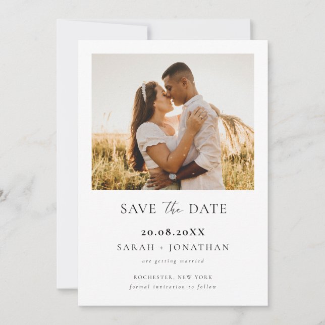 Simple Modern Script Save The Date Photo Invitation (Front)