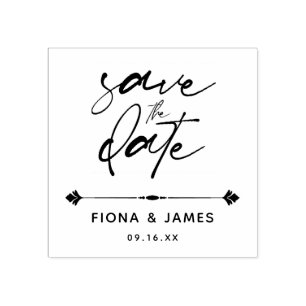 Simple Modern Script Save The Date Rubber Stamp
