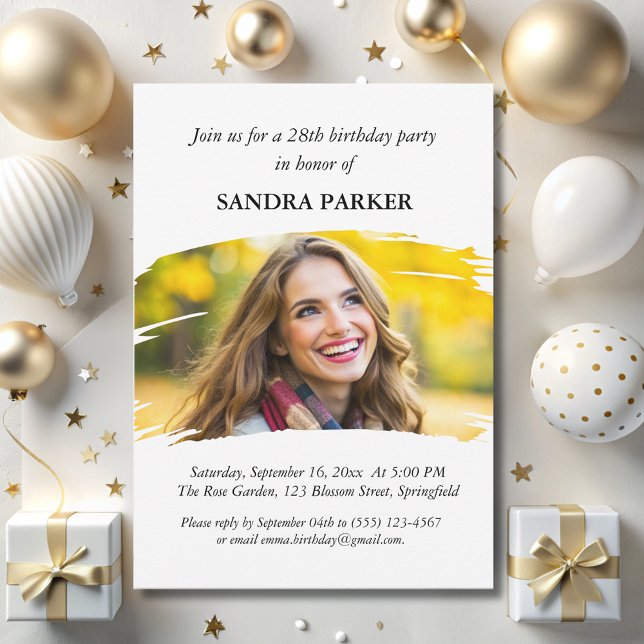  simple Modern script Stylish Photo chic birthday  Invitation (Creator Uploaded)