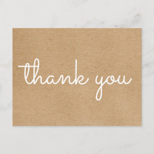 Simple Modern Script Thank You Rustic Kraft Postcard