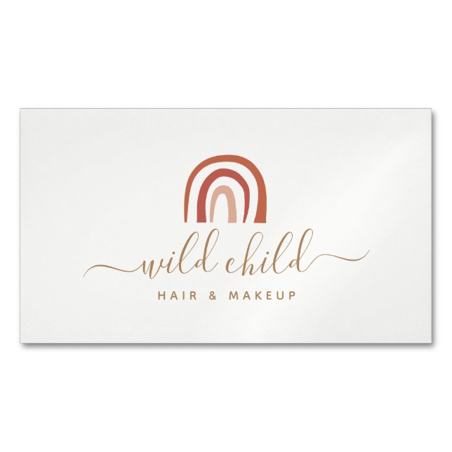 Simple Modern Script Trendy Abstract Rainbow Magnetic Business Card (Front)