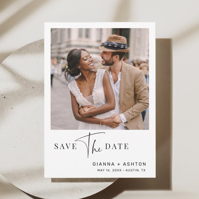 Simple Modern Script Wedding Photo  Save The Date (Creator Uploaded)