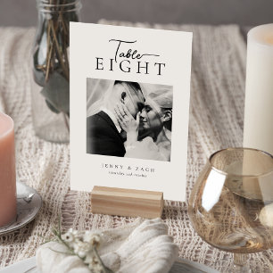 Simple Modern Script Wedding Photo Table Number